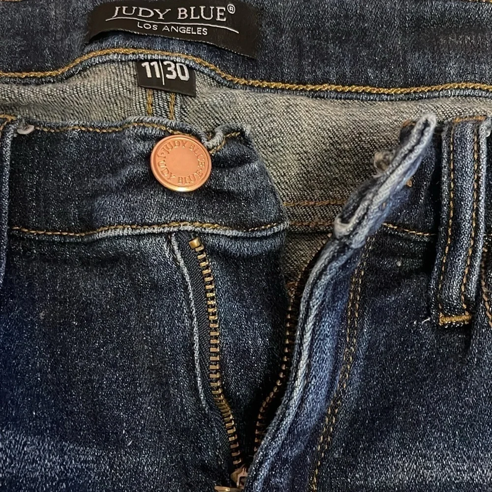 Judy Blue Womens Distressed Skinny Jeans Size XL 11/30 Dark Wash Cotton & Spande